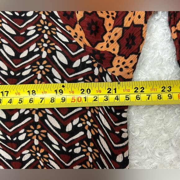 Free People Size XL Rosalie Bell Sleeve Faux Wrap Boho Top Coral Combo Blouse - Picture 14 of 16